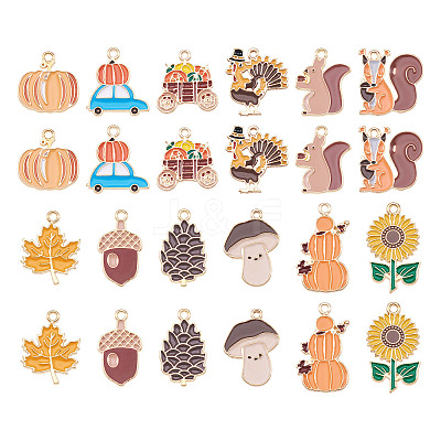 24Pcs 12 Styles Thanksgiving Day Alloy Enamel Pendants ENAM-TA0002-59-1