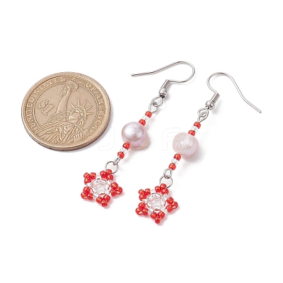 Natural Pearl Dangle Earrings EJEW-MZ00120-03-1