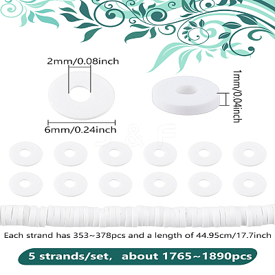 5 Strands Flat Round Handmade Polymer Clay Beads CLAY-LP0001-04A-1