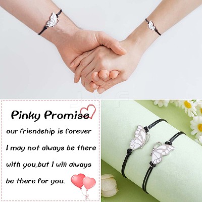 2Pcs White Brass Enamel Butterfly Link Bracelets Set JB732A-1