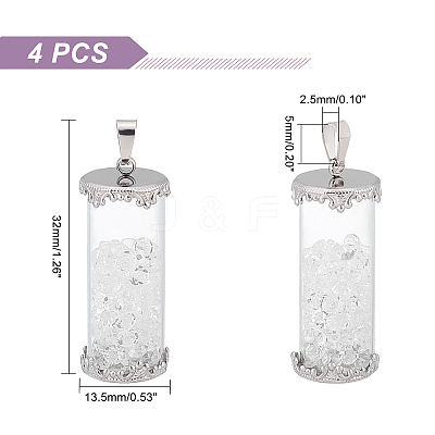4Pcs Transparent Glass Pendants GLAA-UN0001-05-1