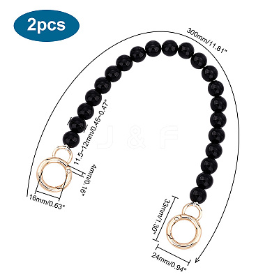 Black Plastic Imitation Pearl Round Beaded Bag Handles FIND-WH0127-22B-1
