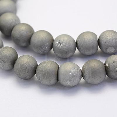Electroplate Natural Druzy Agate Beads Strands G-G708-10mm-04-1