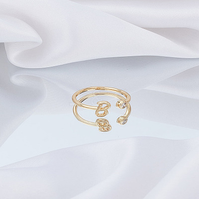 1Pc Brass Micro Pave Clear Cubic Zirconia Open Cuff Rings for Women RJEW-LP0002-37B-1