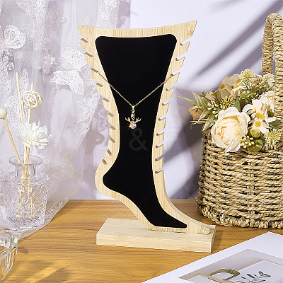 1Pc Foot Shaped Bamboo Anklet Storage Jewelry Rack ODIS-ME0001-01-1