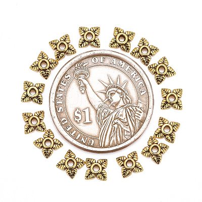 Tibetan Style Alloy Bead Caps X-TIBEB-Q018-AG-FF-1