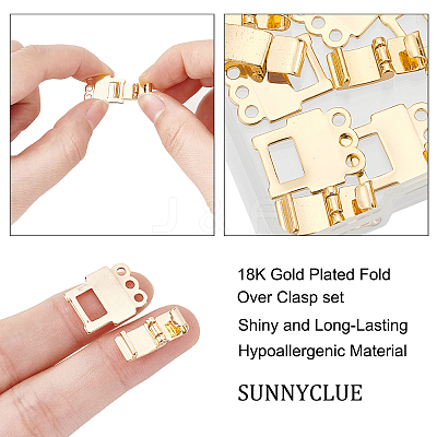 6 Sets Brass Fold Over Clasps STAS-SC0003-33-1
