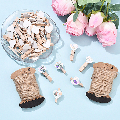 100Pcs 2 Styles Spray Painted Wooden Craft Pegs Clips DIY-YW0017-36-1