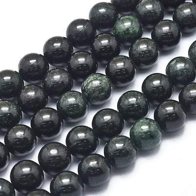 Natura Myanmar Black Jade Beads Strands G-D0001-06-10mm-1