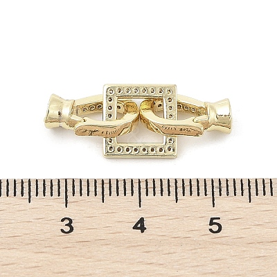 Brass Micro Pave Clear Cubic Zirconia Fold Over Clasps LS-KK-U059-18G-1