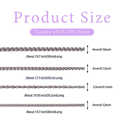 4Pcs 4 Styles 304 Stainless Steel Choker Necklaces for Women NJEW-TA0001-21-1