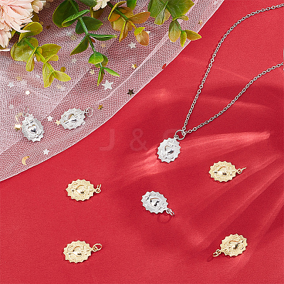 8Pcs 2 Colors Brass Pendants KK-BBC0013-01-1