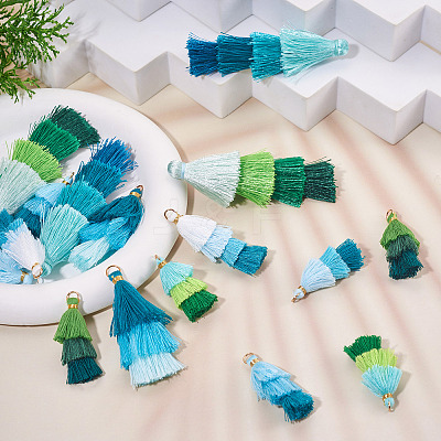 16Pcs 8 Styles Polycotton(Polyester Cotton) Tassel Pendant Decorations FIND-TA0009-19-1