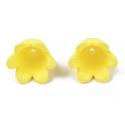 Rubberized Style Opaque Acrylic Bead Caps ACRP-T010-01E-1