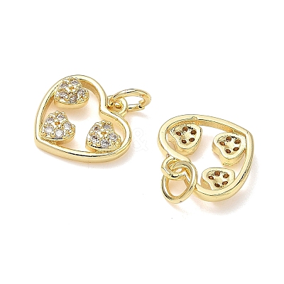 Brass Micro Pave Clear Cubic Zirconia Charms KK-L253-20G-01-1