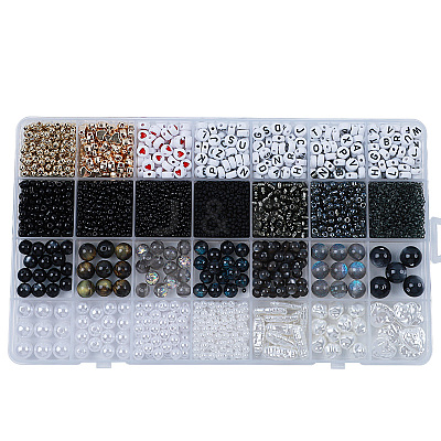 DIY 28 Style Resin & Acrylic & ABS Beads Jewelry Making Finding Kit DIY-NB0012-03B-1