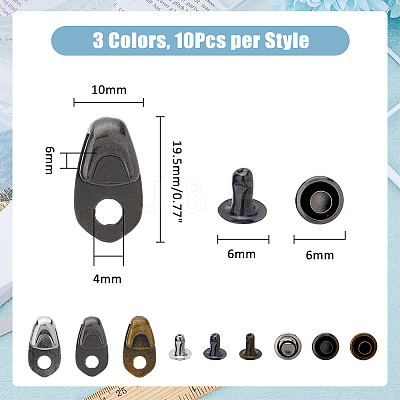 30 Sets 3 Colors Alloy Boot Lace Hooks FIND-DC0005-85-1