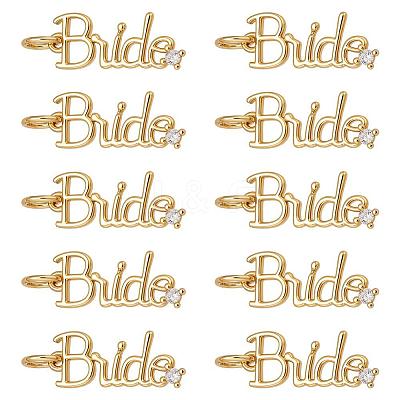 10Pcs Brass Micro Pave Cubic Zirconia Pendants KK-PH0014-23G-1