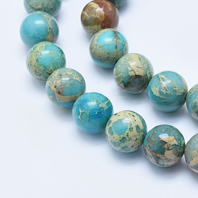 Natural Aqua Terra Jasper Beads Strands G-E444-14A-12mm-1