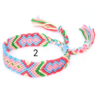 Cotton Braided Rhombus Pattern Cord Bracelet FIND-PW0013-003A-02-1
