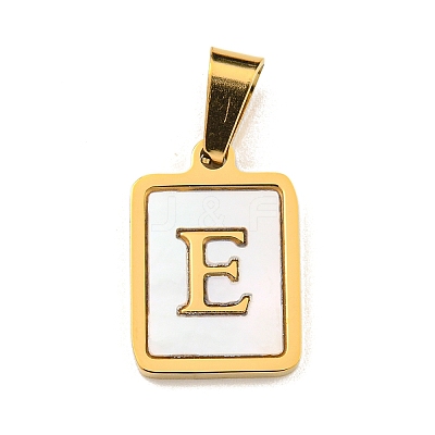 PVD Vacuum Plating 304 Stainless Steel Pave Natural White Shell Pendants STAS-S130-03G-E-1