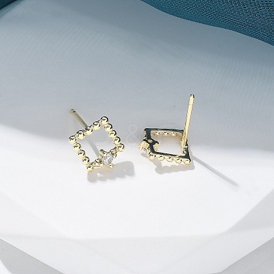Brass Clear Cubic Zirconia Stud Earrings EJEW-Q014-03G-1