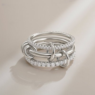 Brass Micro Pave Cubic Zirconia Finger Rings FS-WG6545E-06-1