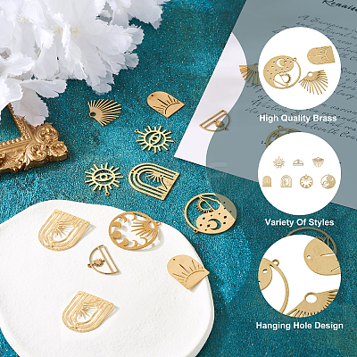 14Pcs 7 Style Brass Charms KK-PJ0001-26-1