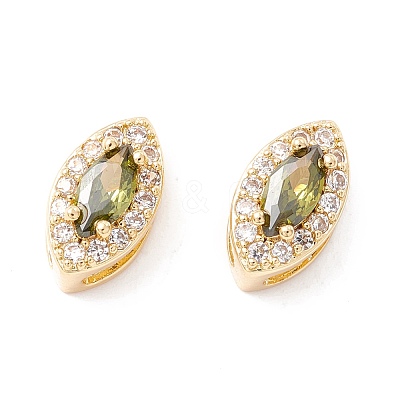 Rack Plating Brass Micro Pave Cubic Zirconia Beads KK-D073-02G-02-NR-1