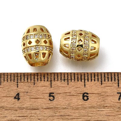 Brass Micro Pave Clear Cubic Zirconia European Beads ZIRC-I070-135G-1