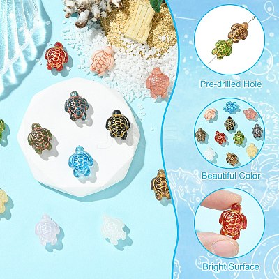 12Pcs 12 Colors Handmade Lampwork Beads LAMP-CJ0002-46-1