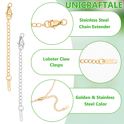 30Pcs 2 Colors 304 Stainless Steel Chain Extender FIND-UN0004-16-1
