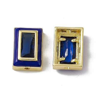 Rack Plating Brass Rectangle Beads KK-C007-14G-1