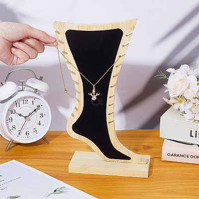 1Pc Foot Shaped Bamboo Anklet Storage Jewelry Rack ODIS-ME0001-01-1