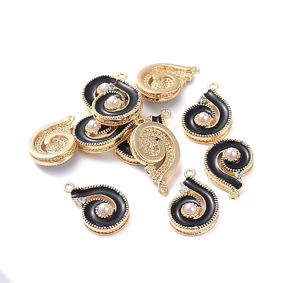 Brass Enamel Pendants KK-I661-01G-B-1