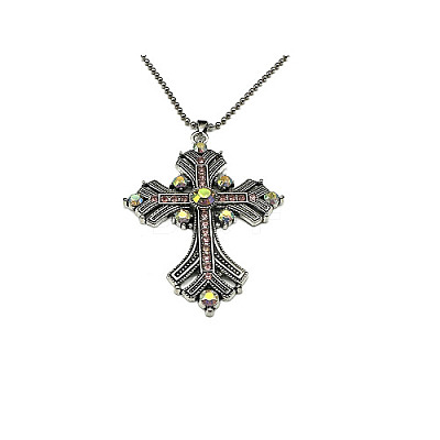 Cross Rhinestone Pendant Necklaces FK0815-1-1