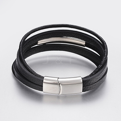Men's Braided Microfiber Cord Multi-strand Bracelets BJEW-P198-06-1-1