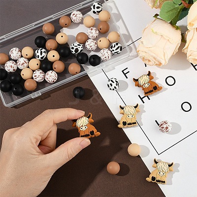 49Pcs Food Grade Eco-Friendly Silicone Beads SIL-YW0001-86-1