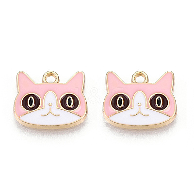 Light Gold Plated Alloy Kitten Pendants ENAM-T009-41B-1