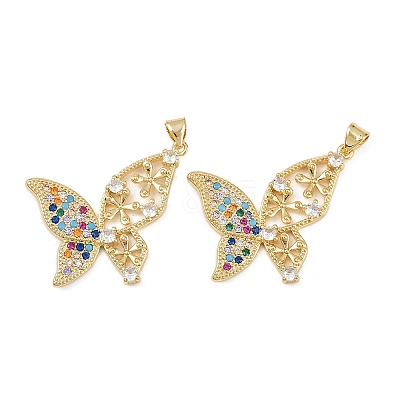 Brass Micro Pave Cubic Zirconia Pendants KK-C109-09B-G-1