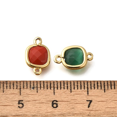 Brass Pave Glass Square Links Connector Charms STAS-K295-04G-1