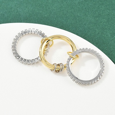 Brass Micro Pave Cubic Zirconia Plain Band Finger Rings for Women RJEW-P160-01B-G01-1