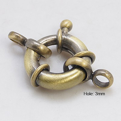 Brass Spring Ring Clasps KK-E266-15mm-AB-NR-1