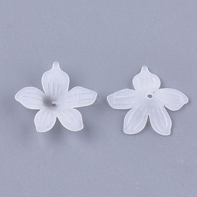 5-Petal Transparent Acrylic Bead Caps X-FACR-T001-08-1