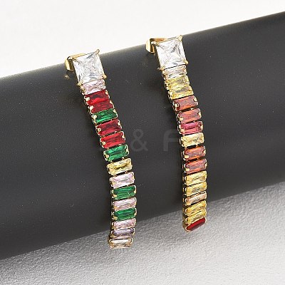 304 Stainless Steel Colorful Cubic Zirconia Tassel Stud Earrings EJEW-Z094-01D-G01-1
