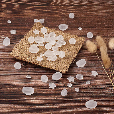 100Pcs 5 Style Transparent Frosted Acrylic Beads FACR-PJ0001-02-1