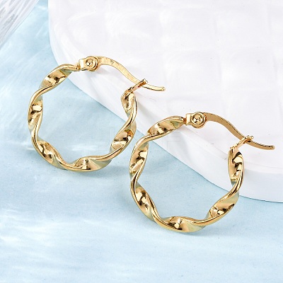 201 Stainless Steel Hoop Earrings EJEW-A054-05C-G-1