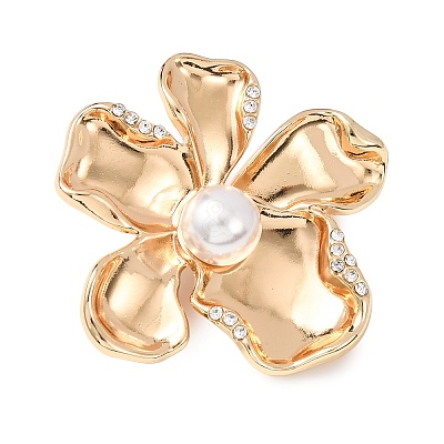 Flower Shape Alloy Rhinestone Lapel Pins for Backpack Clothes JEWB-B038-05G-1