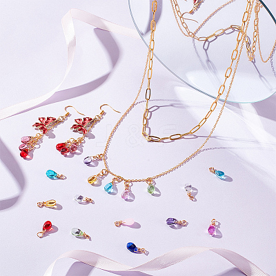 12Pcs 12 Color Glass Charms PALLOY-AB00038-1