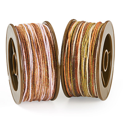 2 Rolls 2 Colors Segment Dyed Round Polyester Twisted Cords OCOR-TA0003-59C-1